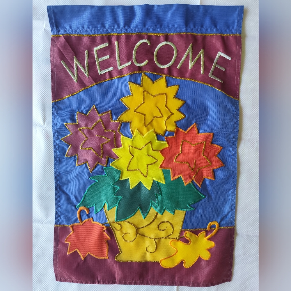 3/$25💙Jetmax Welcome Embroidered Garden Flag Banner Outdoor 12" x 18"